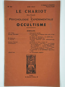 Le chariot. Revue mensuelle de psychologie expérimentale et d'occultisme. N° 85. été 1937. 9ème année.