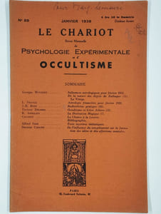Le chariot. Revue mensuelle de psychologie expérimentale et d'occultisme. N° 89. Janvier 1938. 10ème année.