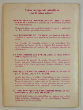 Radiesthésie et connaissance intuitive. Comment utiliser nos possibilités intuitives, grâce à la Radiesthésie.. FRANCE Henry de,