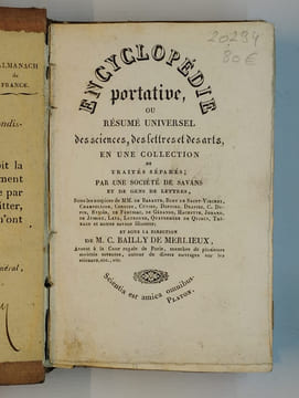 Encyclopédie portative ou résumé universel des sciences, des lettres et des arts, en une collection de traités séparés. Tableau historique, analytique ...