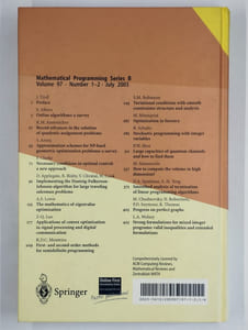 Mathematical programming series B. Volume 97 - Number 1-2 - July 2003. A publication of the mathematical programming society.