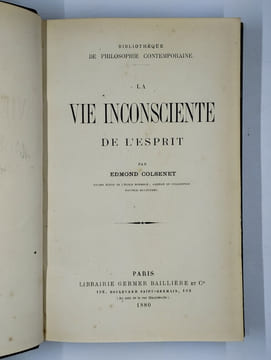 La vie inconsciente de l'esprit.. COLSENET Edmond,