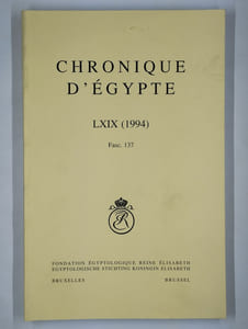Chronique d'Egypte LXIX (1994) Fasc. 137.