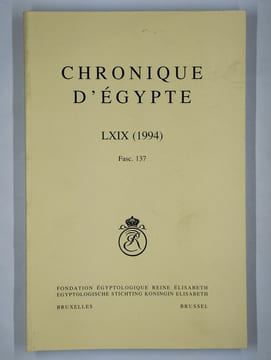 Chronique d'Egypte LXIX (1994) Fasc. 137.. COLLECTIF,