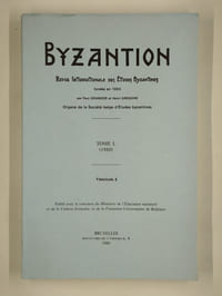 Byzantion. Revue internationale des études byzantines. Tome L (1980). Fascicules 1 et 2.