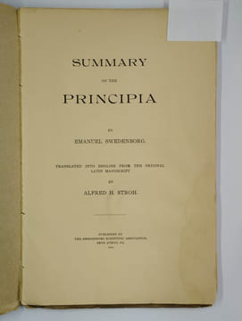 Summary of the principia.. SWEDENBORG Emanuel,