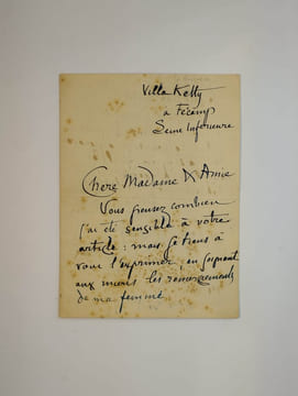Lettre autographe signée, non datée, à [Rachilde] "Chère Madame & Amie".. PELADAN Joséphin,