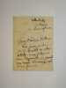 Lettre autographe sign&eacute;e, non dat&eacute;e, &agrave; [Rachilde] "Ch&egrave;re Madame & Amie".. PELADAN Jos&eacute;phin,