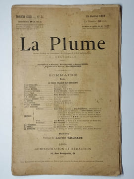 La Plume. Revue sociale de littérature, de critique et d'art indépendants. Troisième année. N° 54. 15 juillet 1891.. COLLECTIF,