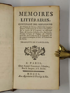 Mémoires littéraires, contenant des réflexions sur l'origine des nations, tirées de leur langage; plusieurs dissertations sur la pierre philosophale, sur la nature & les propriétés de différentes eaux, & fontaines brûlantes, &c. Avec des remarques critiques & physiques sur l'histoire naturelle, sur la médecine & la géographie, & les moyens de multiplier le bled, & d'améliorer les terres.