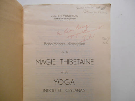 Performances d'Exception de la Magie Thibétaine et du Yoga Indou et Ceylanais.. TONDRIAU Julien,
