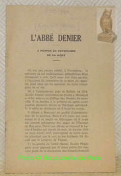 L'Abbé Denier. A propos du centenaire de sa mort.. (ANWEG, Gustave)