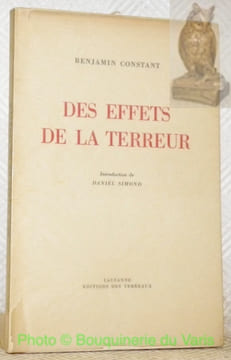 Des effets de la terreur. Introduction de Daniel Simond.. CONSTANT, Benjamin.