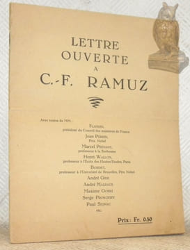 Lettre ouverte à C.-F. Ramuz.. Collectif.