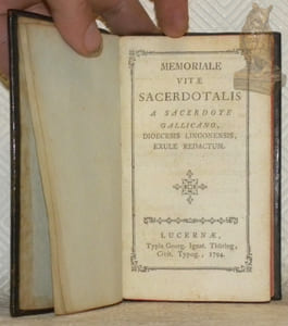 Memoriale vitae sacerdotalis a sacerdote Gallicano, diocesis Lingonensis, exule redactum.