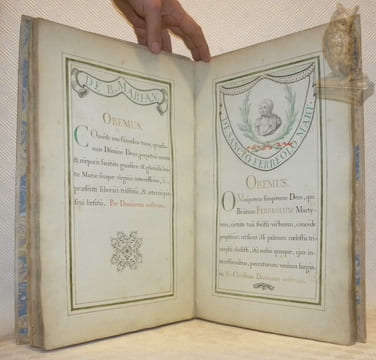 Manuscrit ecclésiastique du XIXe siècle : Orationes dicendae ante benedictionem sanctissimi sacramenti. In Ecclessia Parrochiali Massiliensi Sancto ...