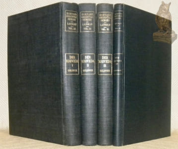 Der Rig-Veda. Aus dem Sanskrit ins Deutsche übersetzt und mit einem laufenden Kommentar versehen. Erster Teil. Erster bis vierter Liederkreis. Zweiter Teil. Fünfter bis achter Liederkreis. Dritter Teil. Neunter bis zehnter Liederkreis. Vierter Teil. Namen-und und Sachregister zur Ubersetzung, dazu Nachträge und Verbesserungen aus dem Nachlass des Ubersetzers, herausgegeben, geordnet und ergänzt von Johannes Nobel. Collection Harvard Oriental Series, Vols 33, 34, 35 and 36. (4 Volumes - complet).