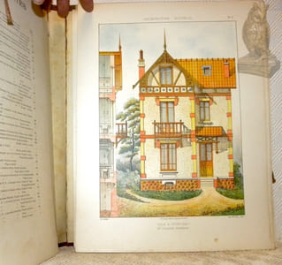 L’Architecture Nouvelle. Choix de petites constructions économiques. Maisons de campagne et de plaisance. Pavillons, chalets, villas, petits hôtels, dépendances et maisons de rapports. Exécutés par divers architectes aux environs de Paris, en Province, sur les plages etc. Chaque construction est donnée avec plans, coupes, profils, détails et complétée par les devis descriptifs et estimatifs très détaillés. Série 1 à 3.