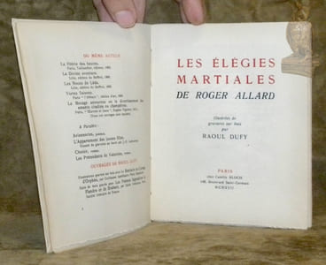 Les élégies martiales. Illustrées de gravures sur bois par Raoul Dufy.