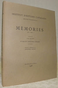 Etudes de toponymie catalane. I. Les noms de personne dans certaines catégories de noms de lieu catalans. II. Les noms de lieu en ANUM, ACUM et ASCUM de la Catalogne et du Roussillon. Institut d’Estudis Catalans seccio filologica. Vol. 1, fasc. 3.