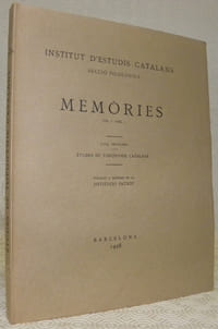 Etudes de toponymie catalane. I. Les noms de personne dans certaines catégories de noms de lieu catalans. II. Les noms de lieu en ANUM, ACUM et ASCUM de la Catalogne et du Roussillon. Institut d’Estudis Catalans seccio filologica. Vol. 1, fasc. 3.