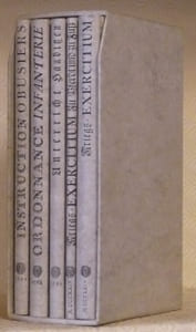 Collection de (reprints) de cinq règlements (militaires). Instruction sur le service et l’usage des obusiers. 1793. Unterricht in der Bediennung und Gebrauch der Haubitzen. 1793. Ordonnance de Leurs Exellences du Conseil de Guerre de la République de Berne pour régler l’exercice de l’infanterie. 1768. Kriegs Exercitium der Bernerischen Land Miliz. 1764. Kriegs Exercitium zu Pferdt und zu Fuss der Bernerischen Dragoner. 1724.