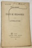 Essais de philosophie et de littérature.. SIGOGNE, Emile.