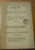 PACTE de la Société des Nations avec annexe.Covenant of the League of Nations with annex.. 