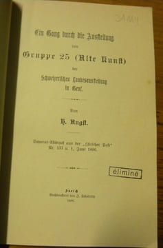 Ein Gang durch die Austellung von Gruppe 25 (Alte Kunst) der Schweizerischen Landesaustellung in Genf.. ANGST, H.