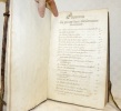 Manuscrit du XVIIIe siècle. Livre des Ordonnances souveraines de Fribourg.. 