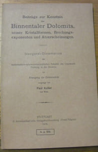 Beiträge zur Kenntnis des Binnentaler Dolomits, seiner Kristallformen, Brechungsexponenten und Atzerscheinungen. Diss.