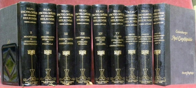 Real-Encyclopädie der Gesammten Heilkunde, Medizinisch-chirurgisches Handwörterbuch für praktische Ärzte. 4. gänzlich umgearbeitete Auflage. 15 Bände + 3 Bände Ergänzungsbang.