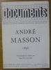 André Masson 1896. Les Cahiers d’art - documents, n° 107.. CAILLER, Pierre.