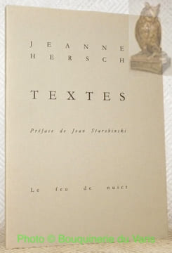 Textes. Préface de Jean Starobinski.. HERSCH, Jeanne.