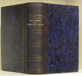 Mélanges de médecine-légale.- Etude médico-légale sur l’infanticide. Avec trois planches coloriées.- Des tâches au point de vue médico-légal. Avec trois planches. Thèse.- Etude médico-légale sur les attentats aux moeurs. Troisième édition accompagnée de trois planches gravées.- De l’intervention du médecin légiste dans les questions d’attentats aux moeurs.Tous reliés ensemble.
