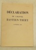 Déclaration du Colonel Bastien-Thiry 1 Février 1963.. 