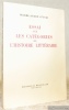 Essai sur les catégories de l’histoire littéraire.. STUCKI, Pierre-André.