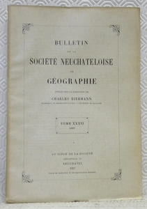 Bulletin de la société Neuchâteloise de Géographie. Publié sous la direction de Charles Biermann. Tome XXXVI. 1927.Etat et buts de la géographie de la Suisse, avec une carte.Les pâturages du Jura vaudois.Notes sur l’émigration tessinoise, avec deux photographies.Les environs des mers de Novigrad et de Karin (en Dalmatie), avec quatre figures et deux photographies.En Portugal, impressions de voyage en été 1926, avec cinq photographies et un dessin.Le territoire argentin de Misiones et la culture du maté.