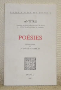 Poésies. Edition critique par Manuela Python. Collection Textes Littéraires Français.