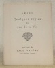 Quelques règles du Jeu de la Vie. Préface de Paul Valéry.. ARIEL (BOAS DE JOUVENEL, Claire).
