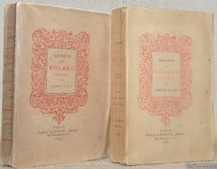 Roland Furieux. Poeme de l’Arioste. traduction nouvelle, littérale et juxlalinéaire par Alcide Bonneau. Collection Petite Bibliothèque Elzevirienne. 2 Volumes. Tome 1 Chants I à V. Tome 2: Chants VI à X.