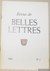 La Revue de Belles-Lettres 1962, n° 1. R B L.. 