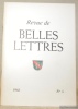 La Revue de Belle- Lettres 1962, n° 5. . 