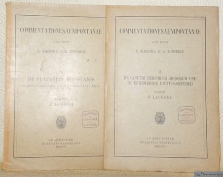 De Clausulis Minucianis et de Ciceronianis quae quidem Inveniantur Libello de Senectute. Scripsit A. Ausserer. De Casuum Temporum Modorum usu in ...