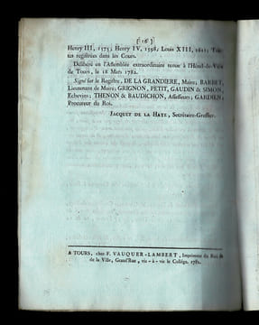 FOIRES FRANCHES DE TOURS, LETTRES PATENTES DU ROI Portant le rétablissement de deux Foires franches dans la Ville de Tours, les 25 Avril & 10 Août de ...