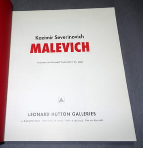 MALEVICH Kazimir Severinovich. Catalogue de l'exposition à Leonard Hutton Galleries, New York, 1995