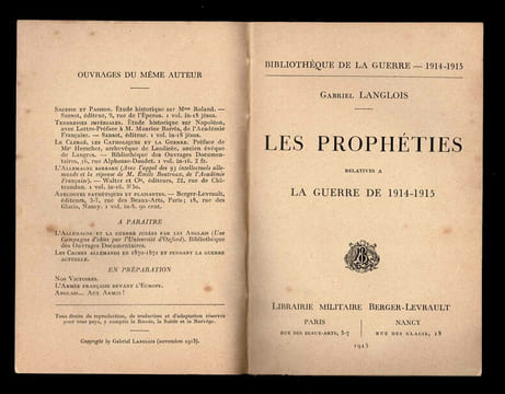 LES PROPHÉTIES RELATIVES À LA GUERRE 1914 - 1915.. LANGLOIS Gabriel.