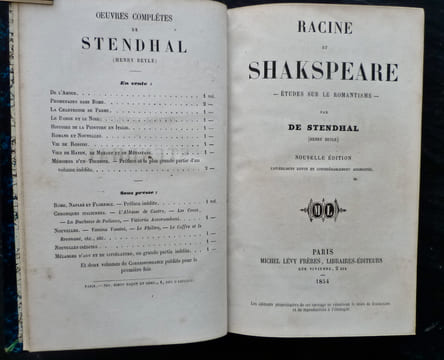 Racine et Shakespeare. Etudes sur le romantisme.. STENDHAL