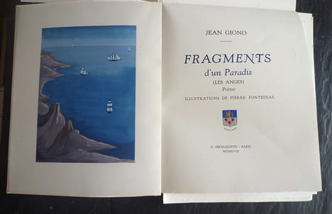 Fragments d'un Paradis (Les Anges). Poème.. GIONO (Jean)