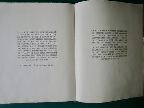 Stèle pour Charles BAUDELAIRE. Armand GODOY